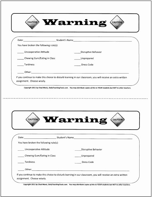 Progressive Discipline Template Lovely Student Written Warning Template