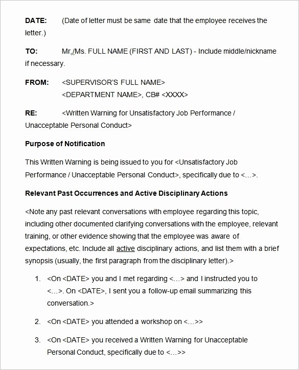 Progressive Discipline Template Unique Writing A Corrective Action Letter