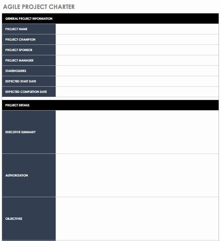 Project Charter Template Excel Best Of Free Agile Project Management Templates In Excel