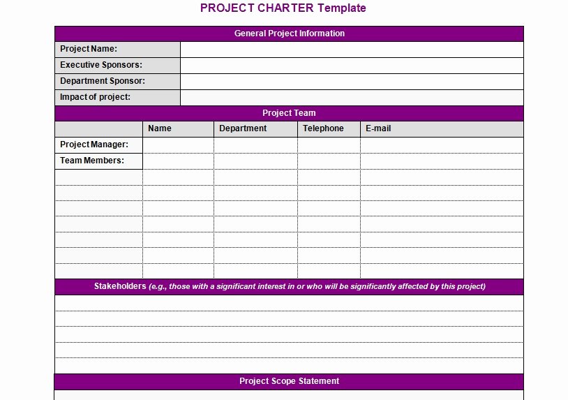 Project Charter Template Excel Best Of Project Charter Template