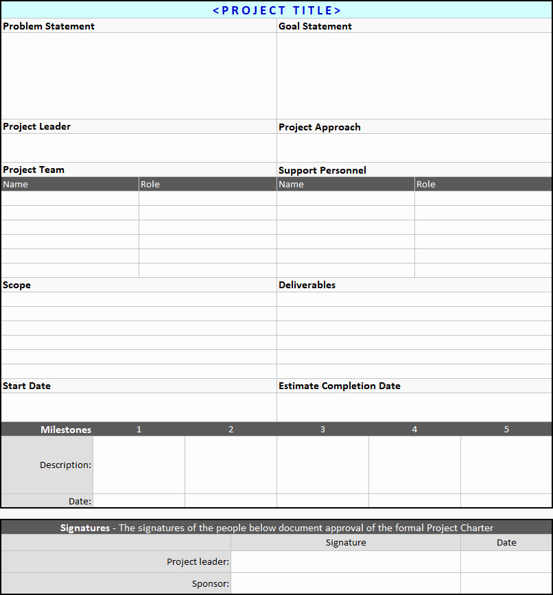 Project Charter Template Excel Elegant Project Charter Template