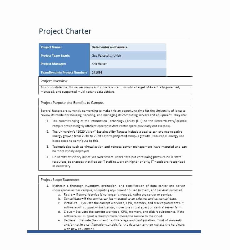 Project Charter Template Excel Lovely 10 Project Charter Templates