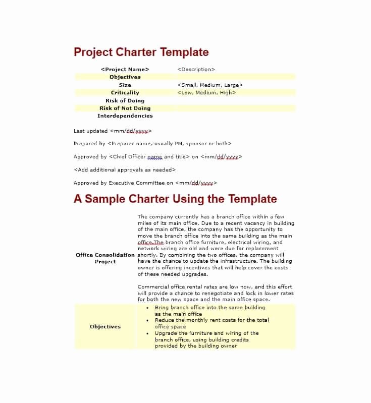 Project Charter Template Excel Lovely 40 Project Charter Templates &amp; Samples [excel Word