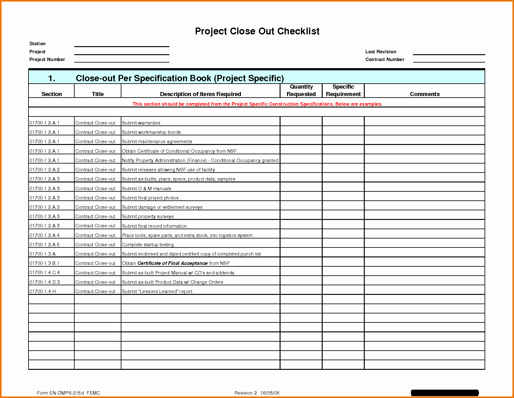 Project Closeout Checklist Sample Awesome Construction Project Punch List Template