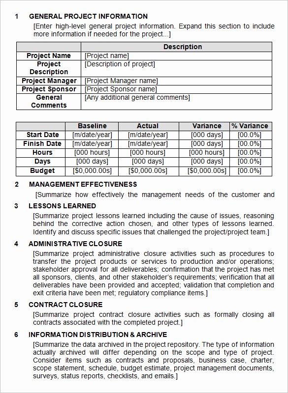 Project Closeout Checklist Sample Elegant 10 Project Closure Report Templates Word Docs Pdf