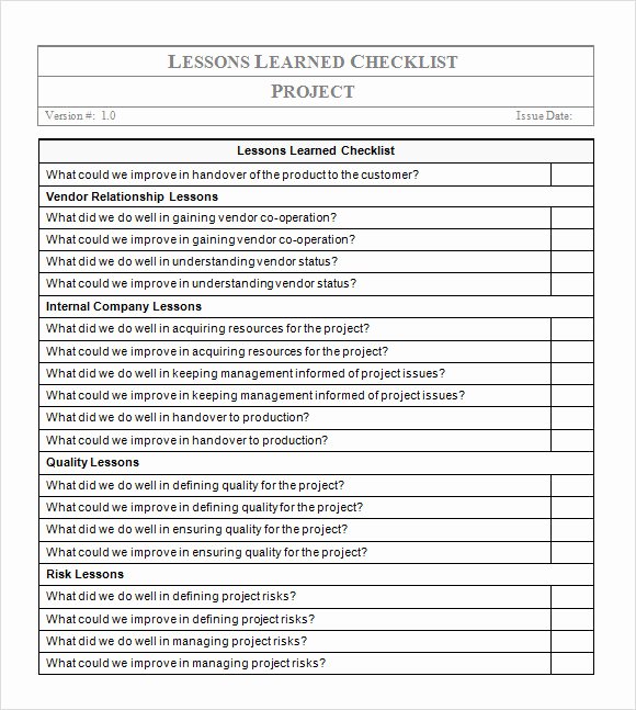 Project Closeout Checklist Sample Luxury 6 Lesson Learned Samples Pdf Word Excel