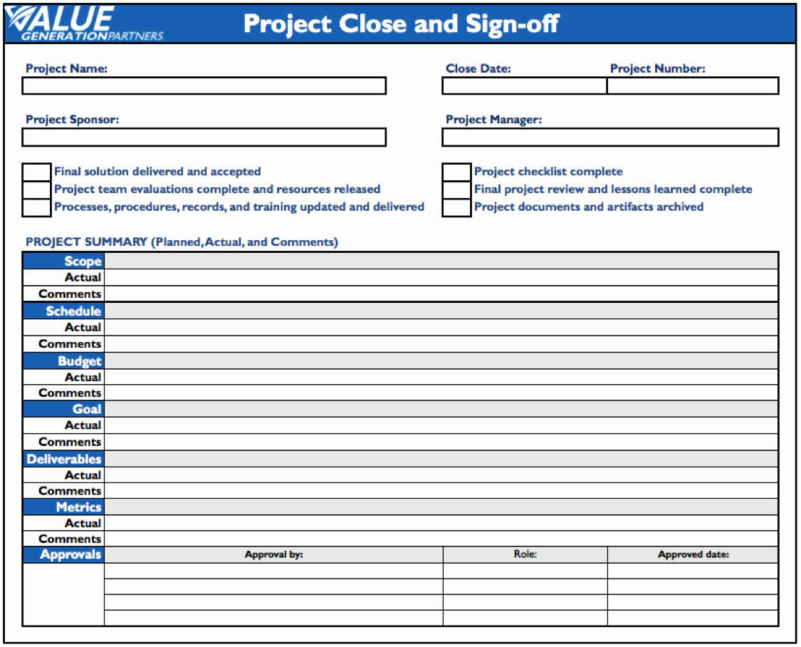 Project Closeout Checklist Sample Luxury Generating Value by Conducting Project Close – Value