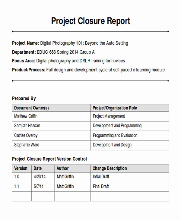 Project Closeout Report Example Fresh 25 Sample Project Reports Free Sample Example format
