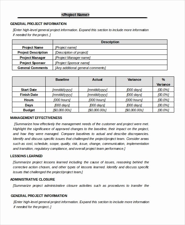 Project Closeout Report Example Fresh Sample Project Closeout 7 Documents In Pdf Word