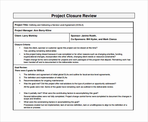 Project Closeout Report Example Inspirational Sample Project Closure Template 9 Free Documents In Pdf