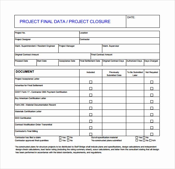 Project Closeout Report Example Inspirational Sample Project Closure Template 9 Free Documents In Pdf