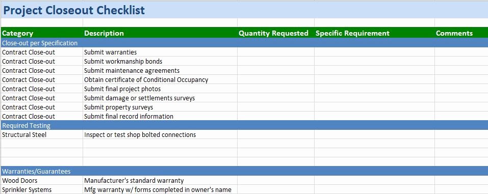 Project Closeout Report Example Unique Free Construction Project Management Templates In Excel