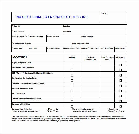 Project Closeout Report Template Elegant Sample Project Closure Template 9 Free Documents In Pdf