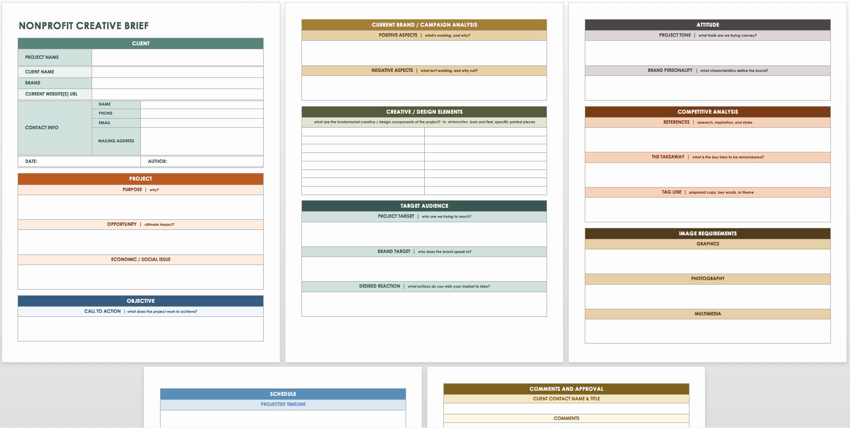 Project Data Sheet Template Beautiful Free Creative Brief Templates Smartsheet