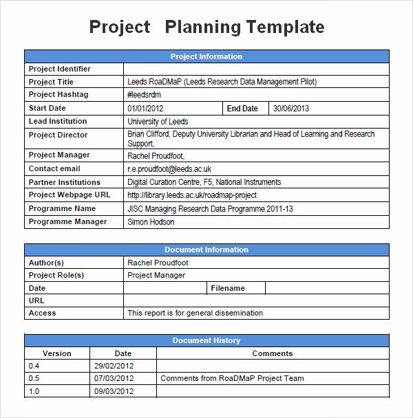 Project Data Sheet Template Elegant Sample Project Plan Template