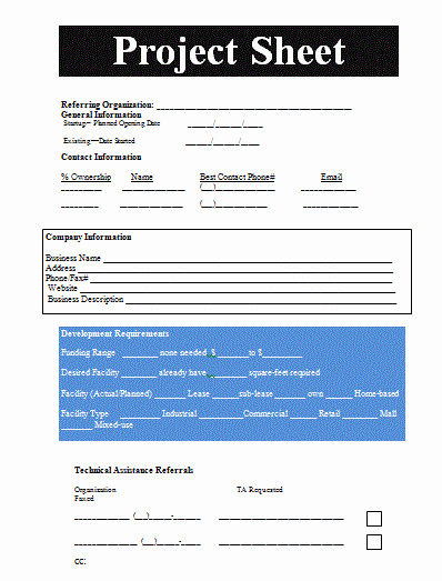 Project Information Sheet Template Best Of Project Sheet Template