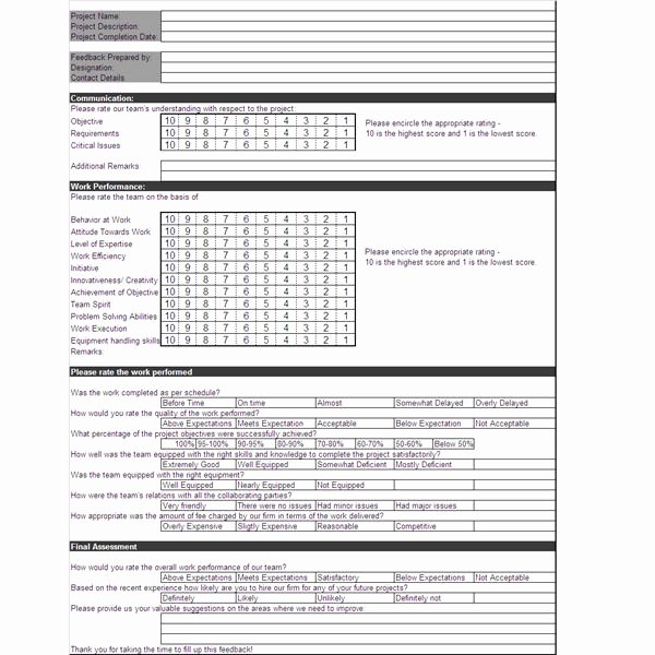 Project Information Sheet Template Fresh Free Project Feedback form Template