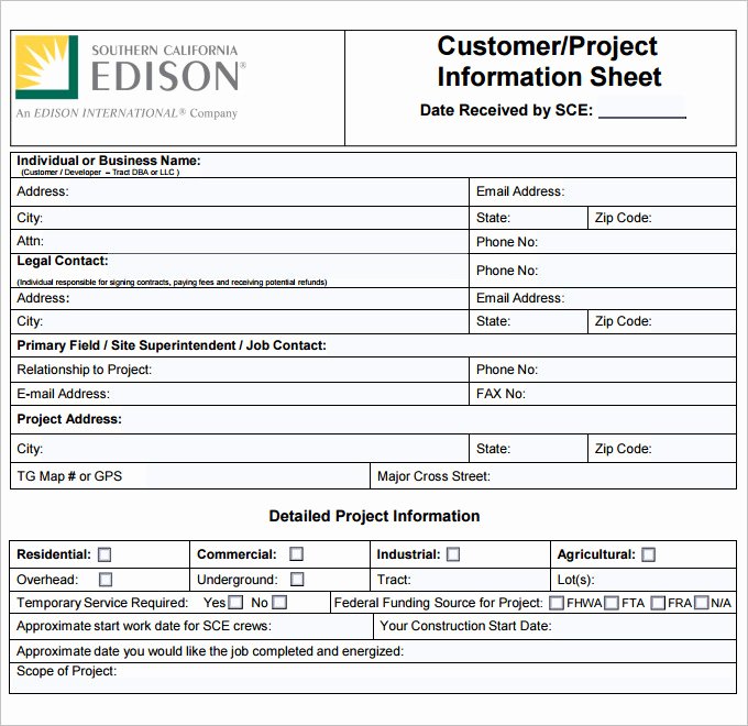 Project Information Sheet Template New Project Sheet Template 7 Free Pdf Documents Download