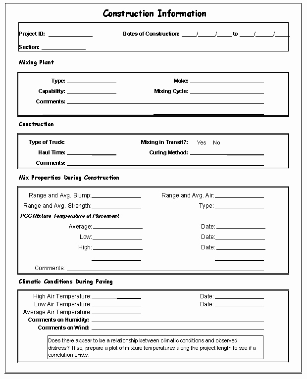 Project Information Sheet Template Unique Appendix A – Field Data Collection forms Guidelines for
