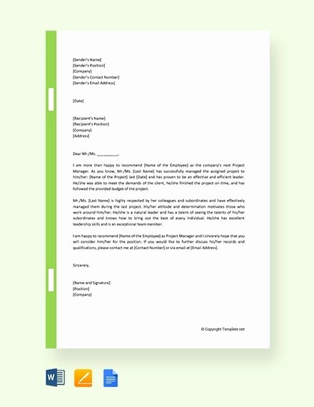 Project Recommendation Template Inspirational 11 Promotion Re Mendation Letters Free Sample