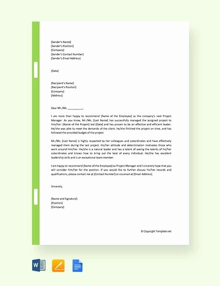 Project Recommendation Template Lovely 11 Sample Promotion Re Mendation Letter Free Sample