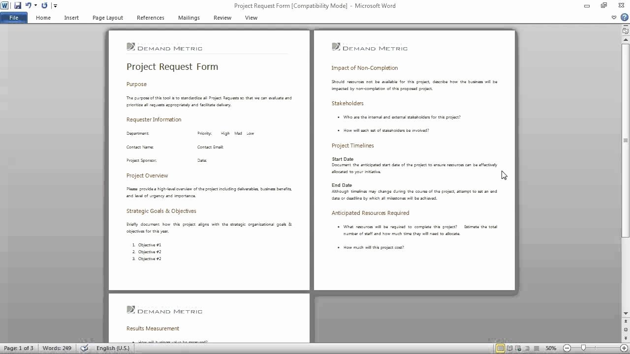 Project Request form Template Fresh Project Request form Template