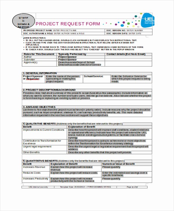 Project Request form Template Fresh Request form Template