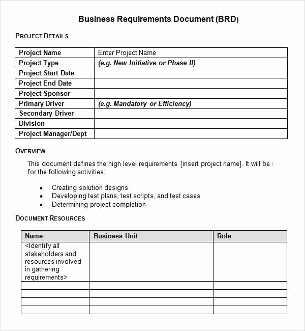 Project Requirements Document Example Beautiful Sample Business Requirements Document – 6 Free Documents