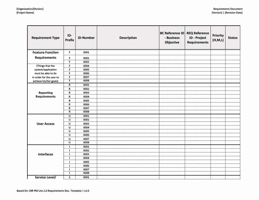 Project Requirements Document Example Elegant 40 Simple Business Requirements Document Templates