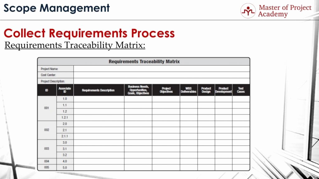 Project Requirements Document Example Luxury Requirements Traceability Matrix Track &amp; Control Requirements