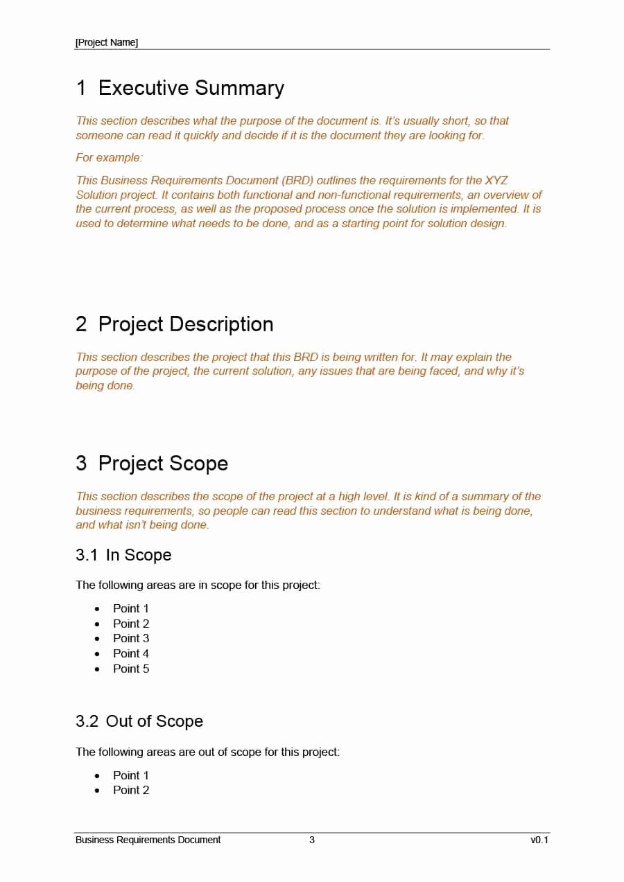 Project Requirements Document Example Unique 40 Simple Business Requirements Document Templates