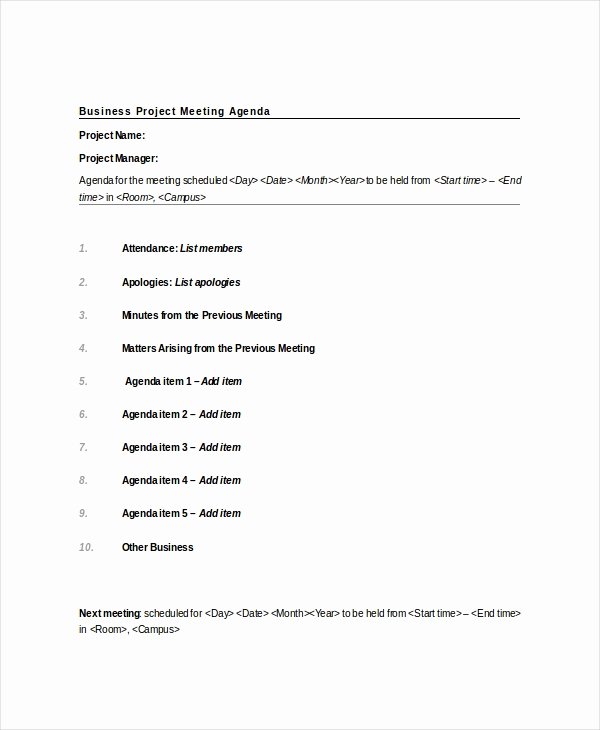 Project Status Meeting Agenda Elegant 9 Project Meeting Agenda Template Word Pdf