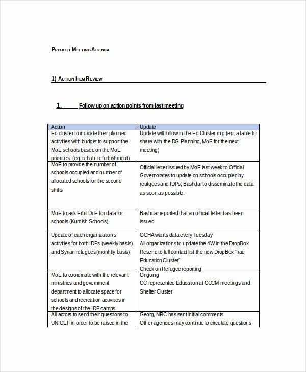 Project Status Meeting Agenda Elegant 9 Project Meeting Agenda Template Word Pdf