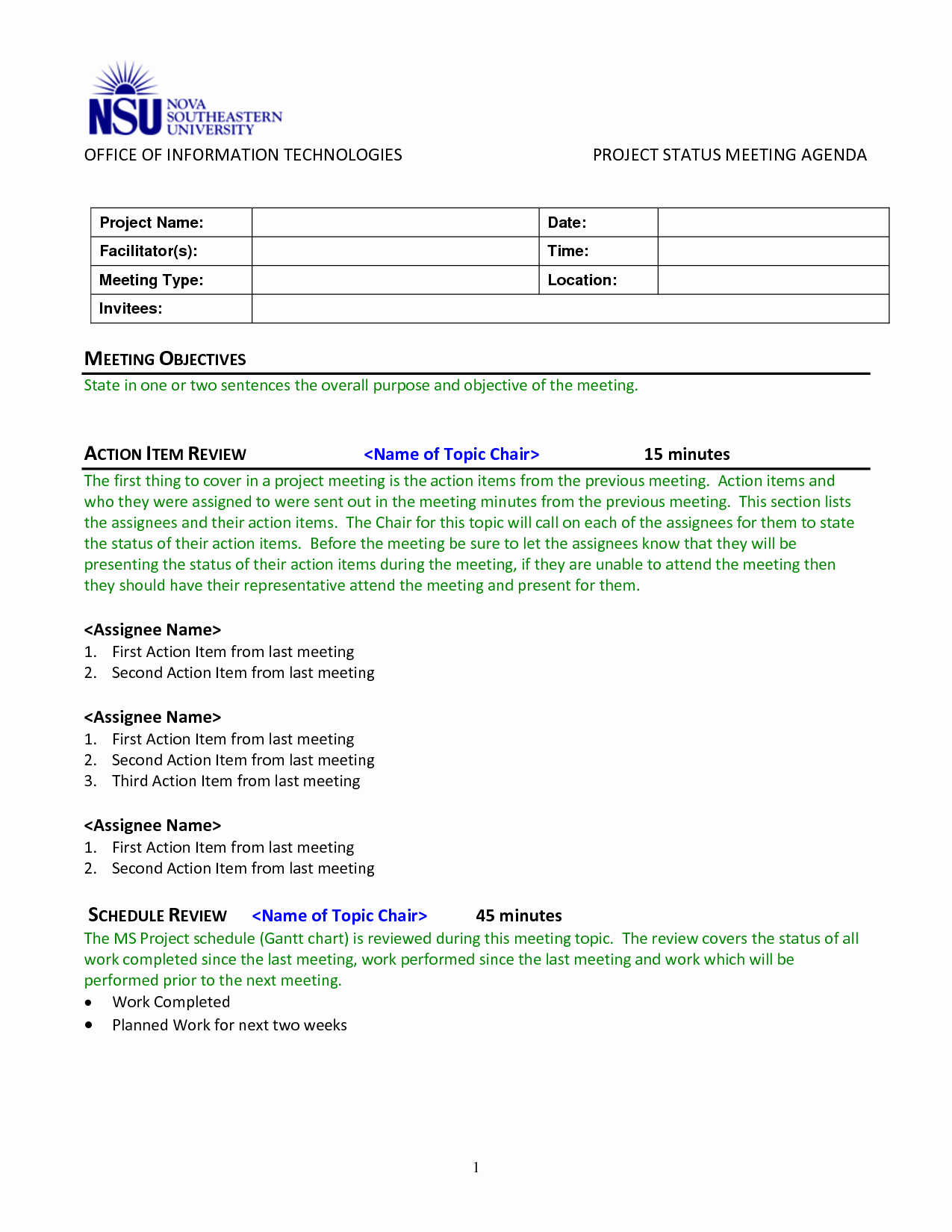 Project Status Meeting Agenda New Index Of Cdn 3 1993 74