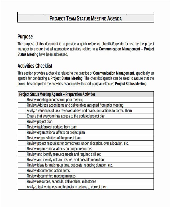 Project Status Meeting Template Unique 46 Meeting Agenda Templates