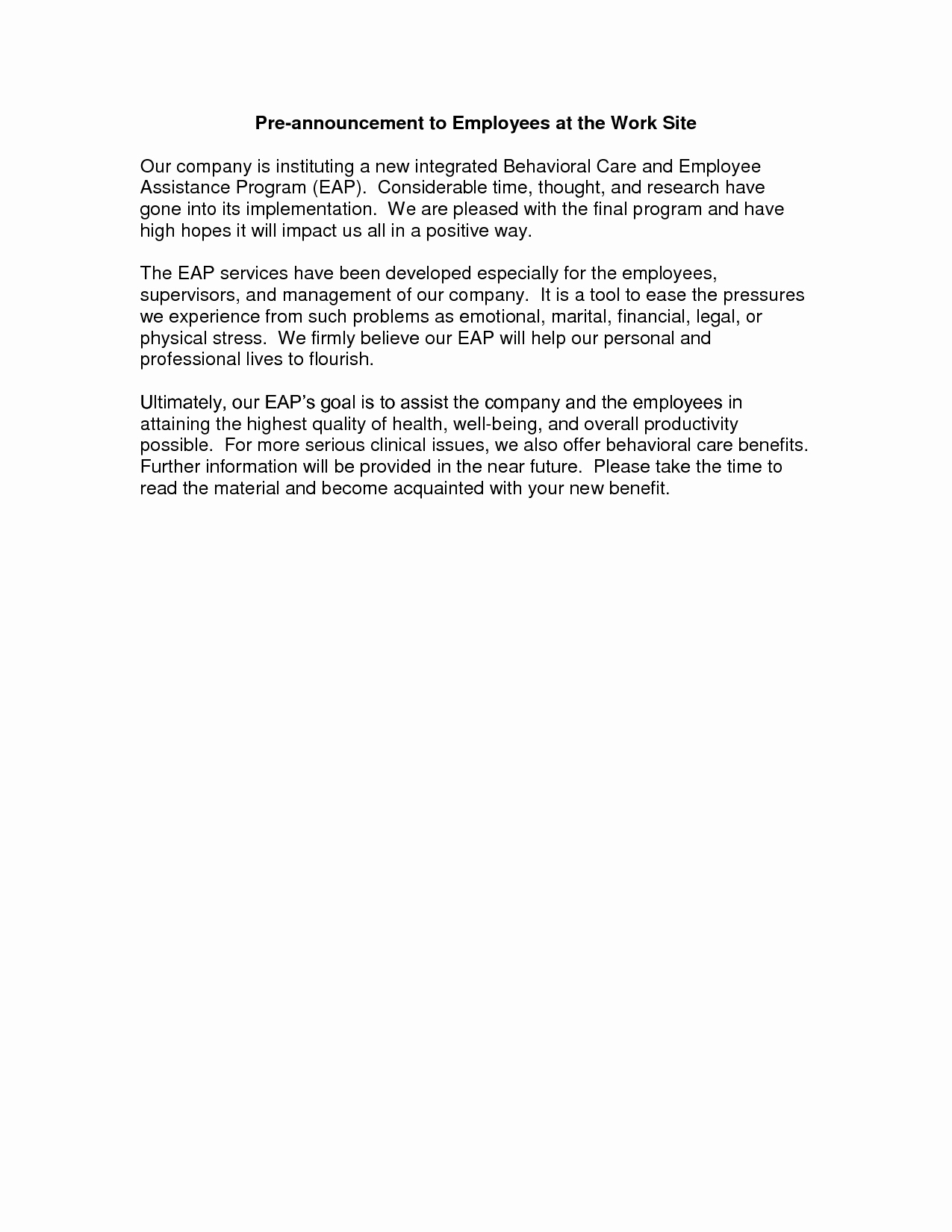 Promotion Announcement Examples Inspirational Best S Of New Employee Announcement Memos New