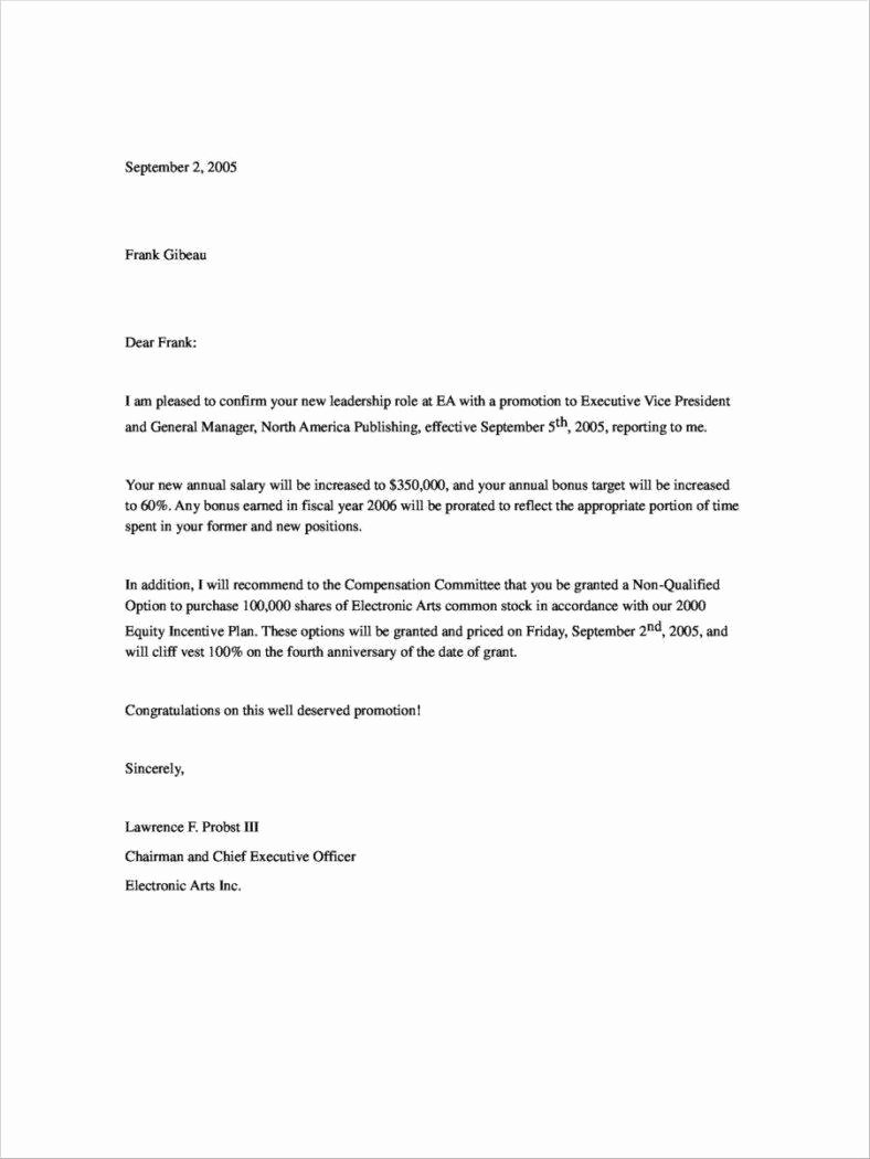 Promotion Announcement Letters Beautiful 30 Promotion Letters Free Word Pdf Excel format