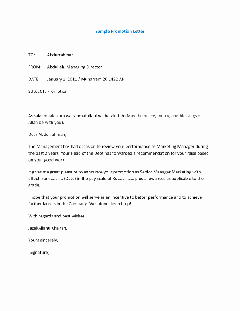 Promotion Announcement Letters New 12 Promotion Re Mendation Letter Examples Pdf