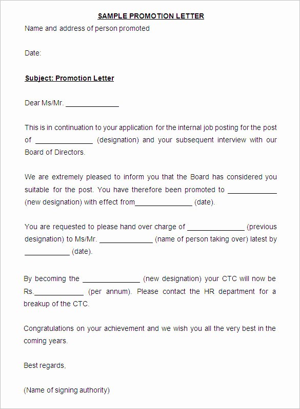 Promotion Announcement Letters New 20 Promotion Letter Templates Pdf Doc