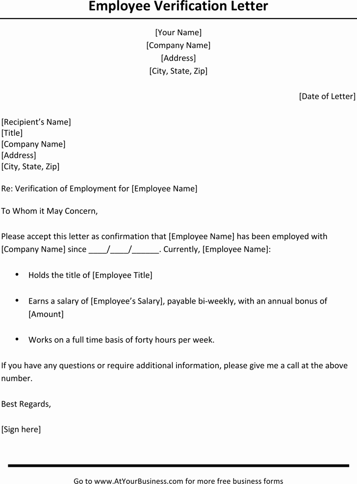 Proof No Income Letter Sample Beautiful 6 Proof Of Employment Letters – Find Word Letters