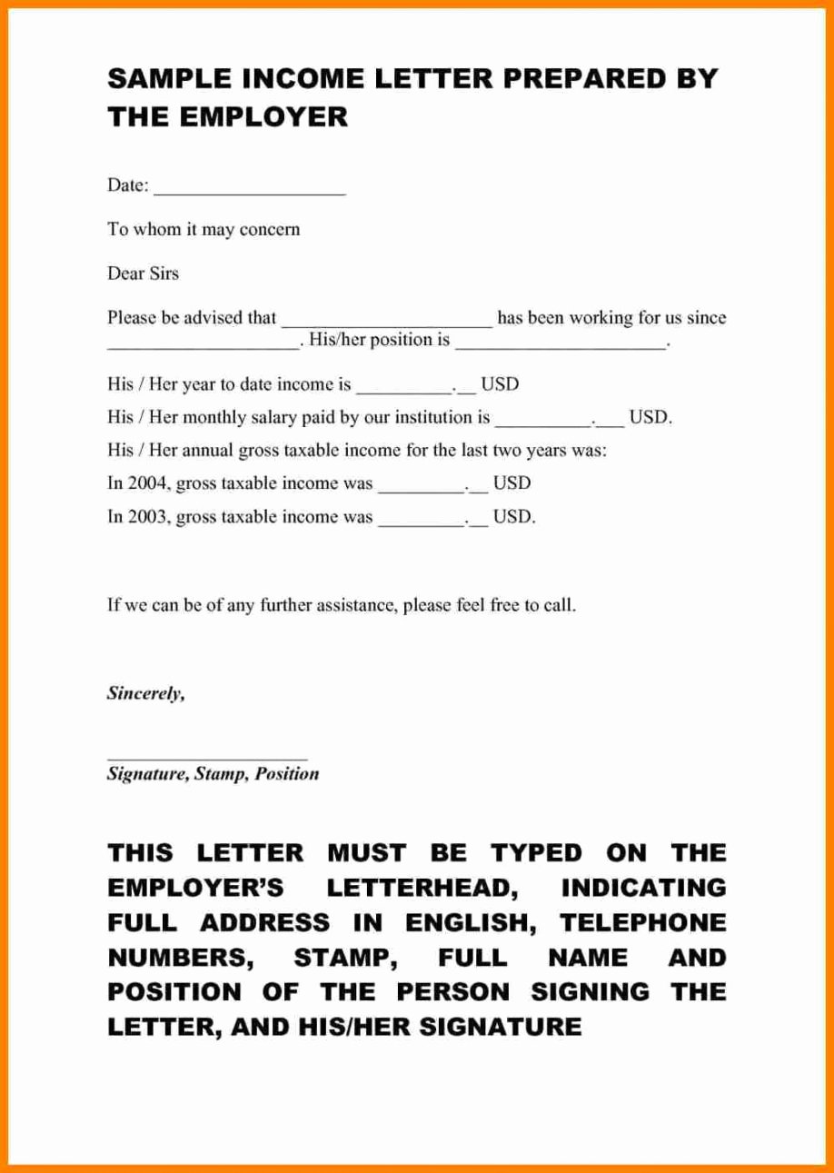 Proof No Income Letter Sample New Proof In E Self Employed Letter Examples