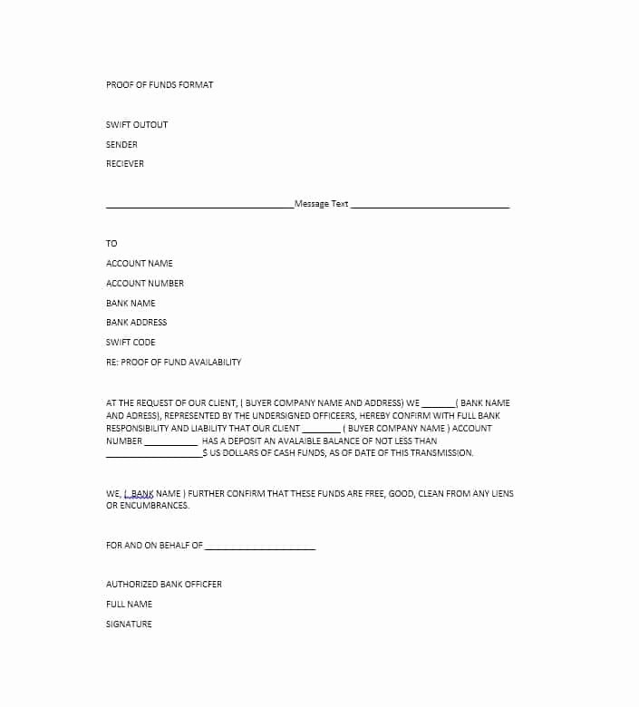 Proof Of Funds Letter Awesome 25 Best Proof Of Funds Letter Templates Template Lab
