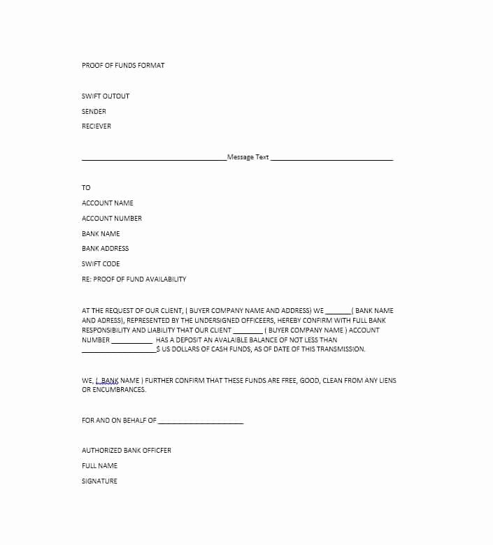 Proof Of Funds Letter Awesome 25 Best Proof Of Funds Letter Templates Template Lab