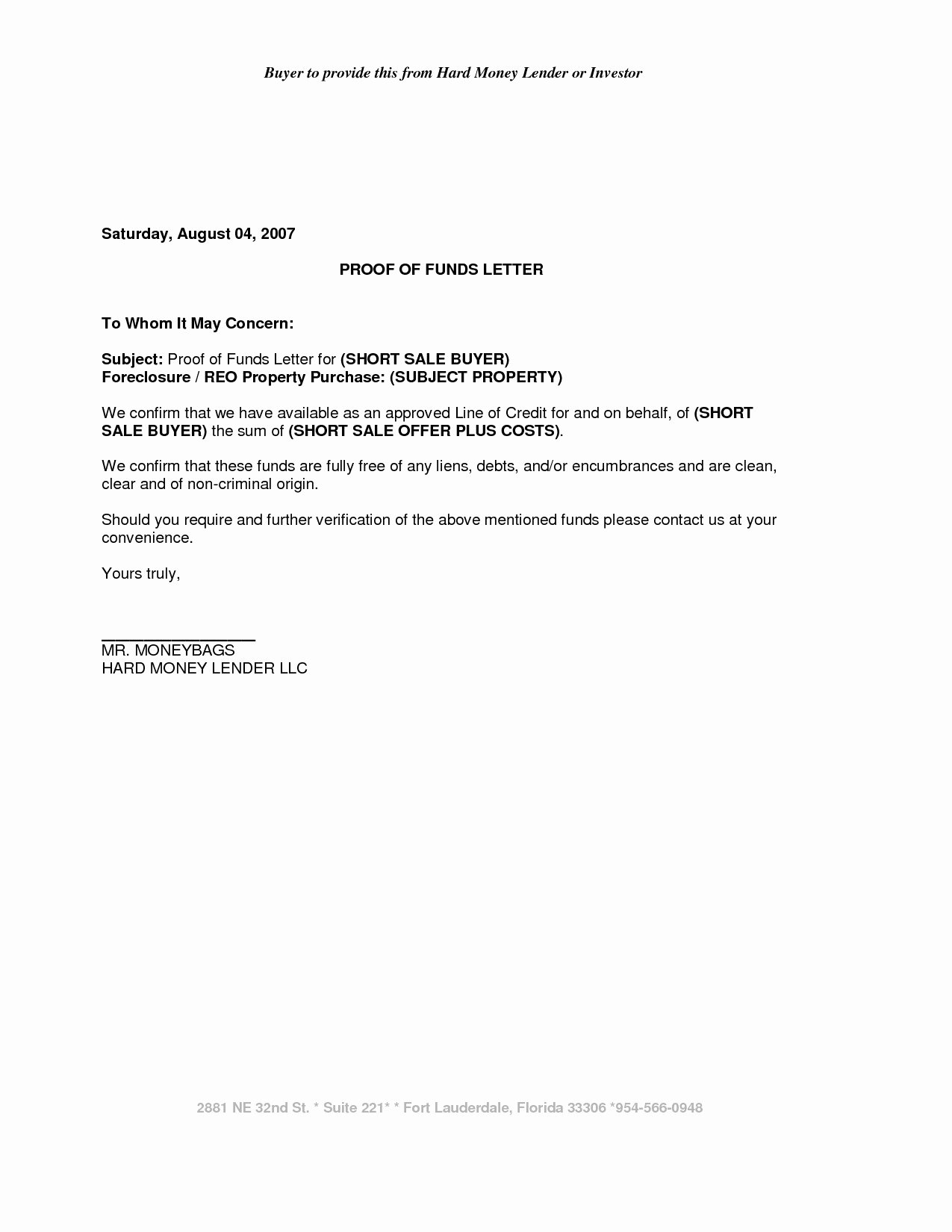 Proof Of Funds Letter Inspirational School Secretary Cover Letter Template Examples