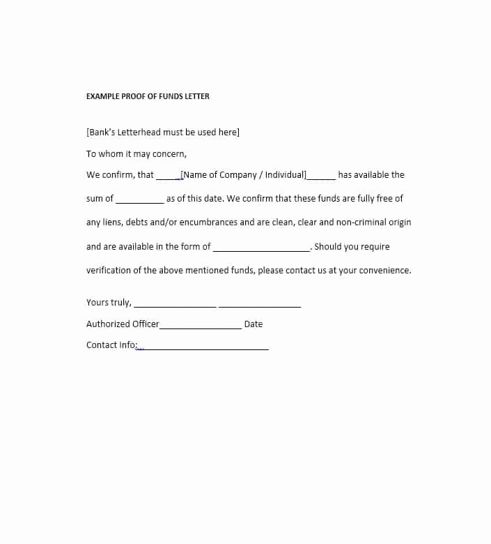 Proof Of Funds Letter Lovely 25 Best Proof Of Funds Letter Templates Template Lab