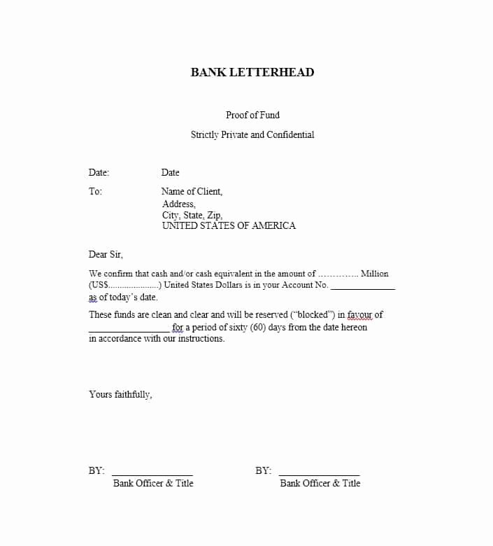 Proof Of Funds Letter Unique 25 Best Proof Of Funds Letter Templates Template Lab