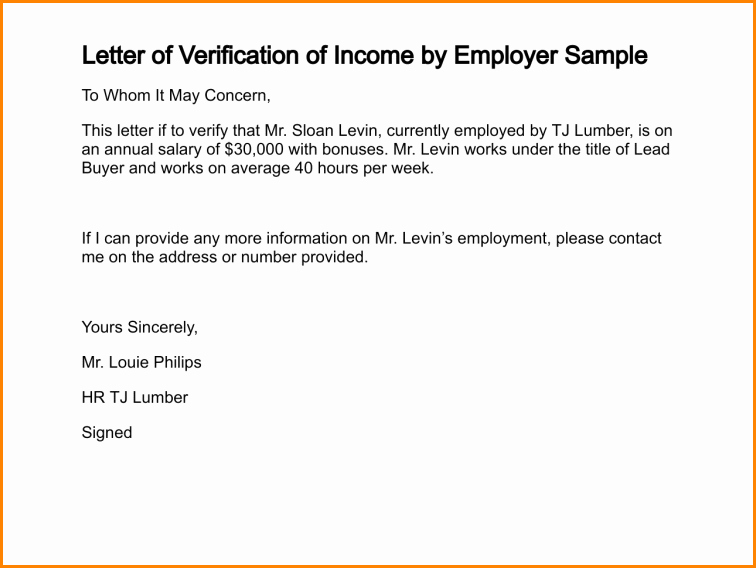 Proof Of No Income Letter Sample Beautiful 5 Sample Salary Letter From Employer