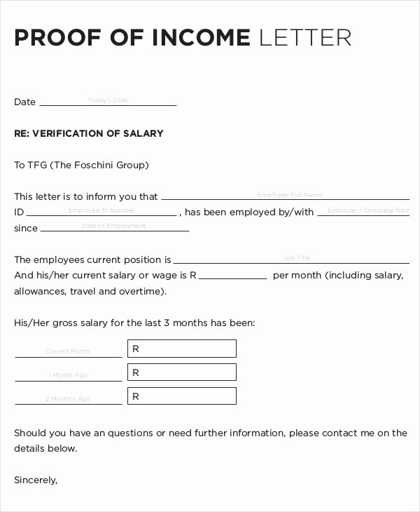 Proof Of No Income Letter Sample Fresh 16 Proof Of In E Letters Pdf Doc