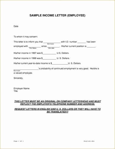 Proof Of No Income Letter Sample Fresh 9 In E Verification Letter Examples In Pdf