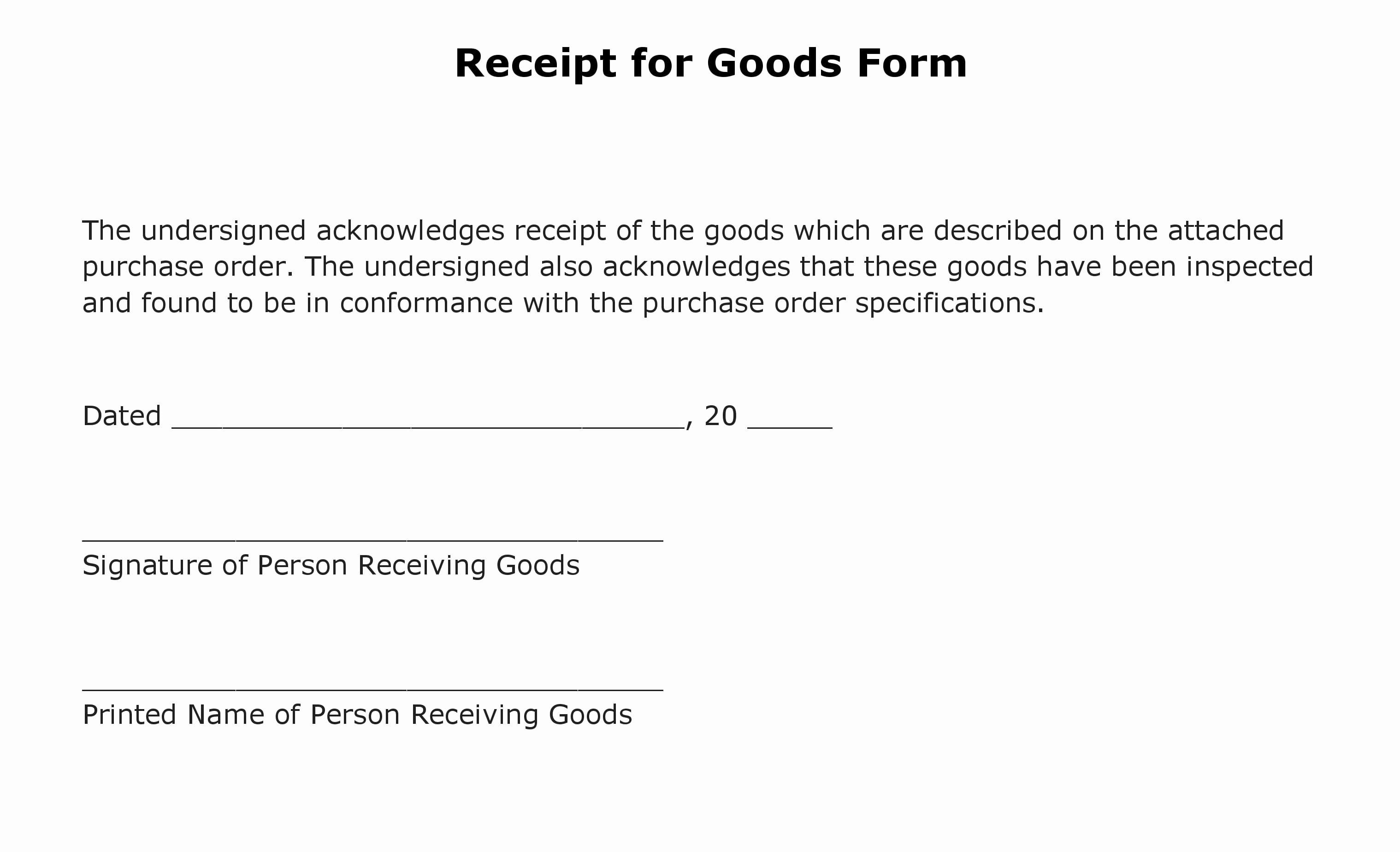 Proof Of Receipt Luxury Free Receipt for Goods form Pdf Template